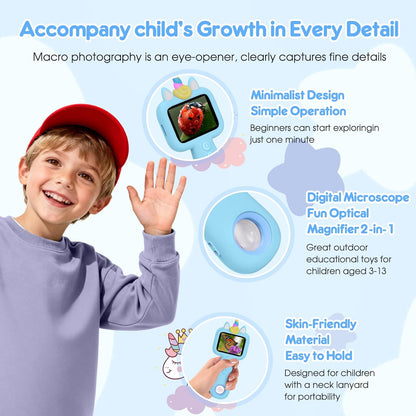 Magnify 2.4" Microscope for Kids, 600X-4800X Handheld Digital Miniscope, Portable Pocket Magnification Microscope Photo & Video | Education Toys for Age 3 4 5 6 7 8 9 10 Girls Boys