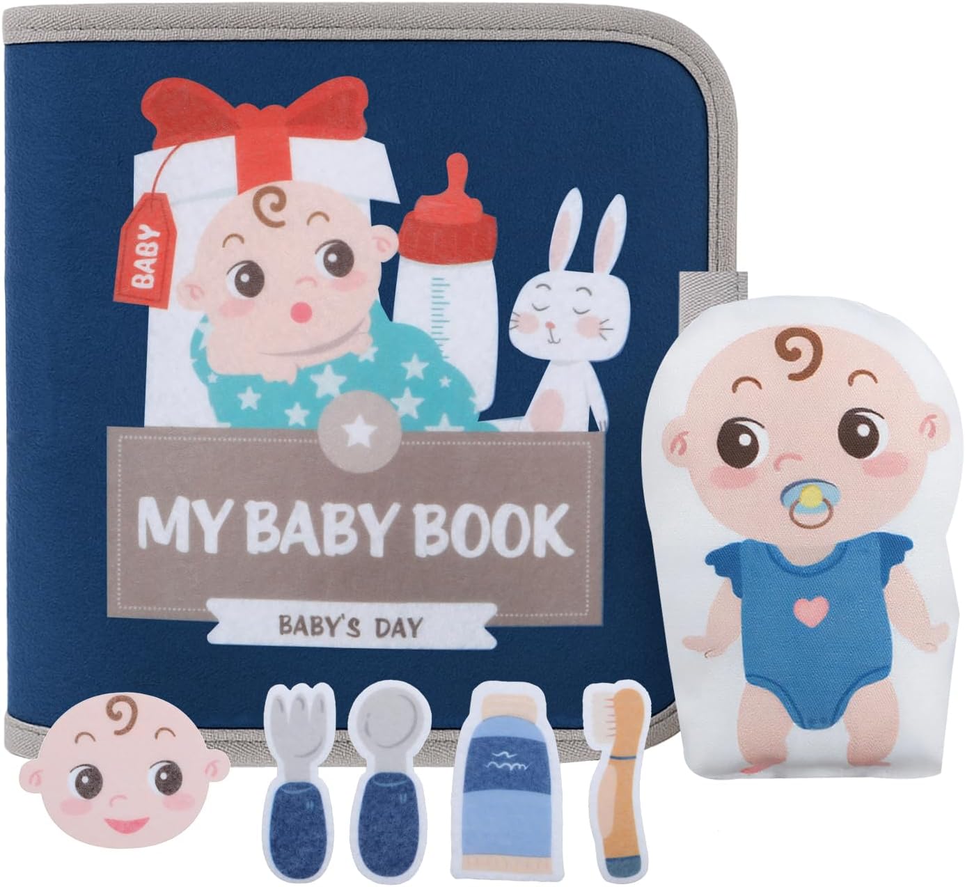 NewFamily Baby's Day Busy Book for Toddlers -MontessoriQuiet Book with 8 Daily Routines, Fine Motor & Life Skills.Screen-Free Travel Toy for Airplane & Car, Gifts for 2-4 YearOld Boys & Girls