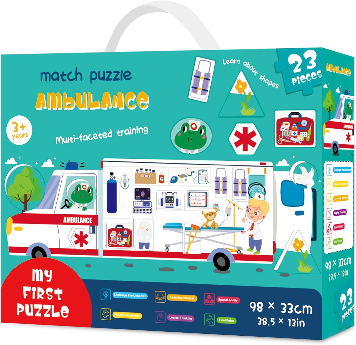 Jumbo Floor Puzzle for Kids,23 Piece Fire Truck Large Jigsaw Puzzles,Puzzle for Toddler Ages 3-5,Fun Educational Preschool Learning Toy Gift for Boys & Girls Ages 4-8