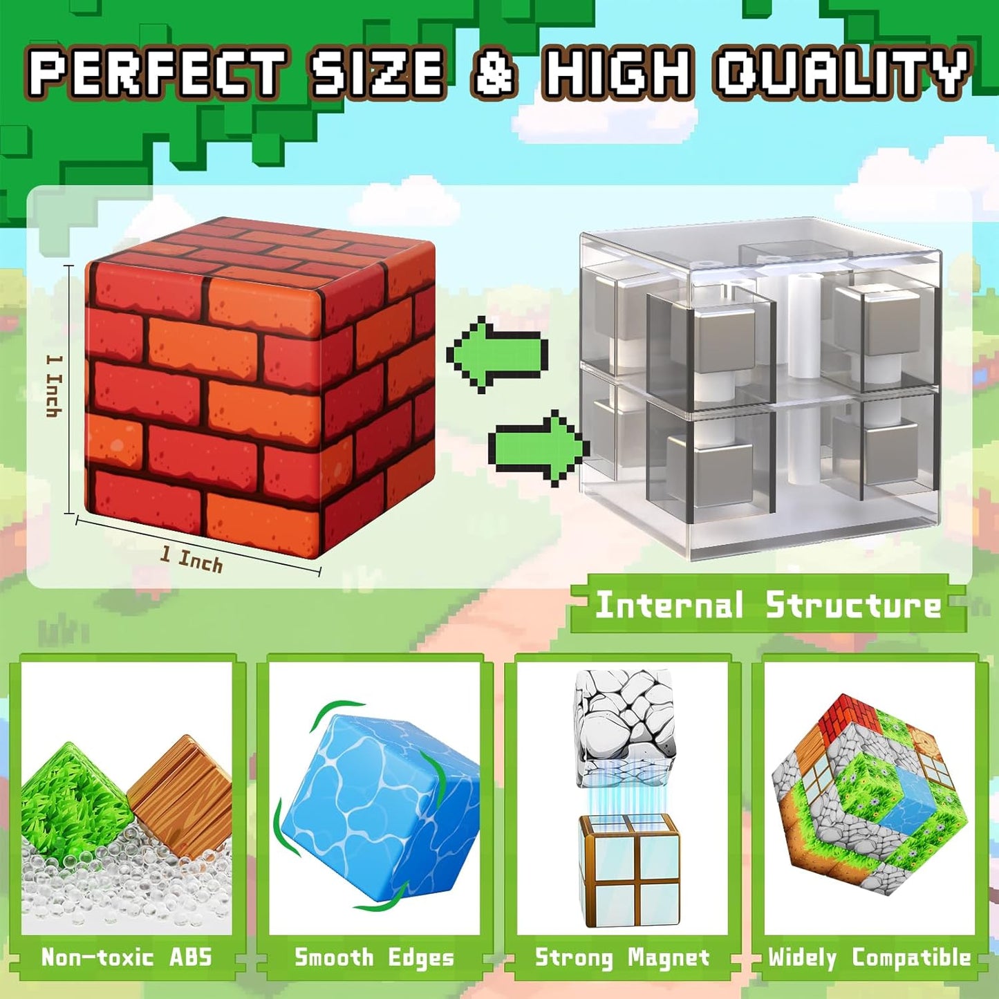Magnetic Blocks 103PCS 1 inch Magnetic Building Blocks, Magnet Tiles Stacking Cubes Toy for Kids Build Forest World Set, STEM Game Toys for Boys Girls Age 3 4 5 6 7 8 Year Old Christmas Birthday Gifts
