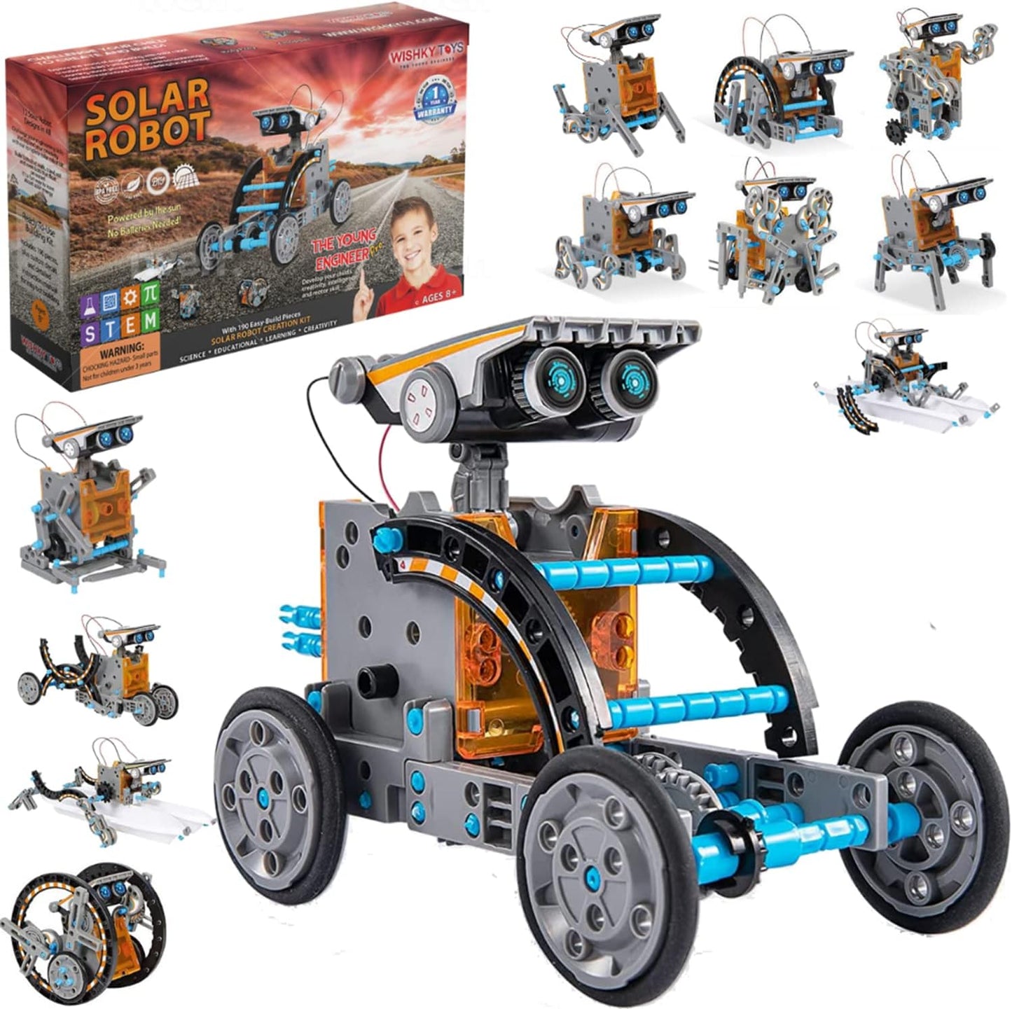 STEM 12-in-1 Solar Robot Toys, Building Science Educational Experiment Kit for Kids Aged 8-12 | 190 Pcs Robotics kit for Kids, Young Engineer Gift for Boys Girls Aged 8-12 & Up