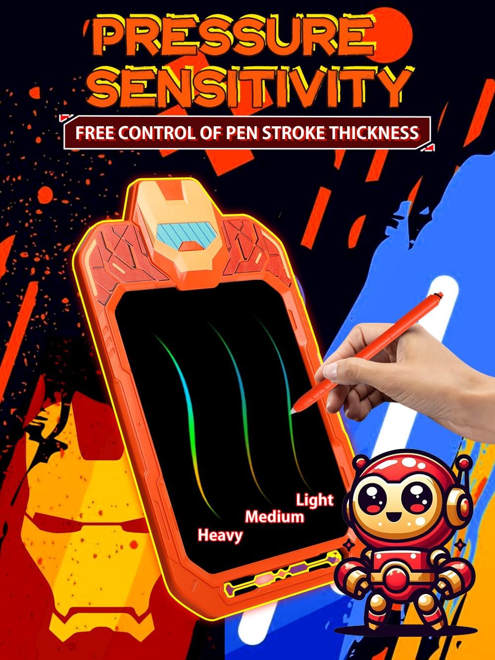 LCD Writing Tablet for Kids 10 Inch Bat Hero for Toddler 3 4 5 6 7 8 - Paint, Doodle Board, Drawing Pad - Travel Toys, Road Trip Car Activities, Birthday Christmas Gift Boys & Man