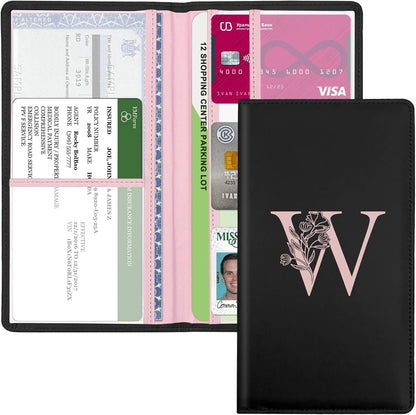Letter Car Registration and Insurance Holder, with Magnetic Closure for License, Cards and Documents,Vehicle Glove Box Car Organizer, Interior Car Accessories for Women Men (I)