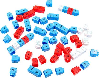 Junior Learning: Rainbow Phonics - CVC Blox Set - 70 Color-Coded Blocks, Children's Build & Learn Set, Consonants, Turnable Short Vowels, Picture Blox
