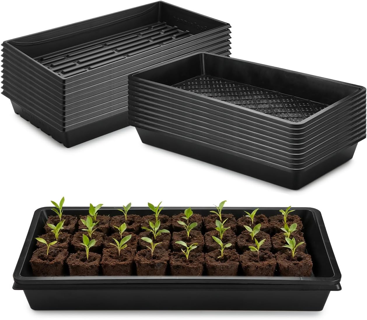 RooTrimmer 10 Pack 1020 Mesh Trays, Extra Strength 1020 Mesh Bottom Trays with Holes, 20'' x 10'', Heavy Duty Propagation Flats for Microgreens, Seed Starting, Soil Blocks, Hydroponics & Wheatgrass