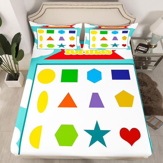 Feelyou The Periodic Table Sheets with Deep Pocket Fitted Sheet Chemistry Sheet Set for Boys Girls Children Teching Tools Colorful Bed Sheets Set Room Decor Full Size with 2 Pillow Case