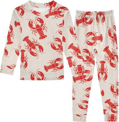ALAZA Shark Starfish Palm Tree 2 Piece Pajama Set Long Sleeve Top and Pants Sleepwear Unisex - Colors B