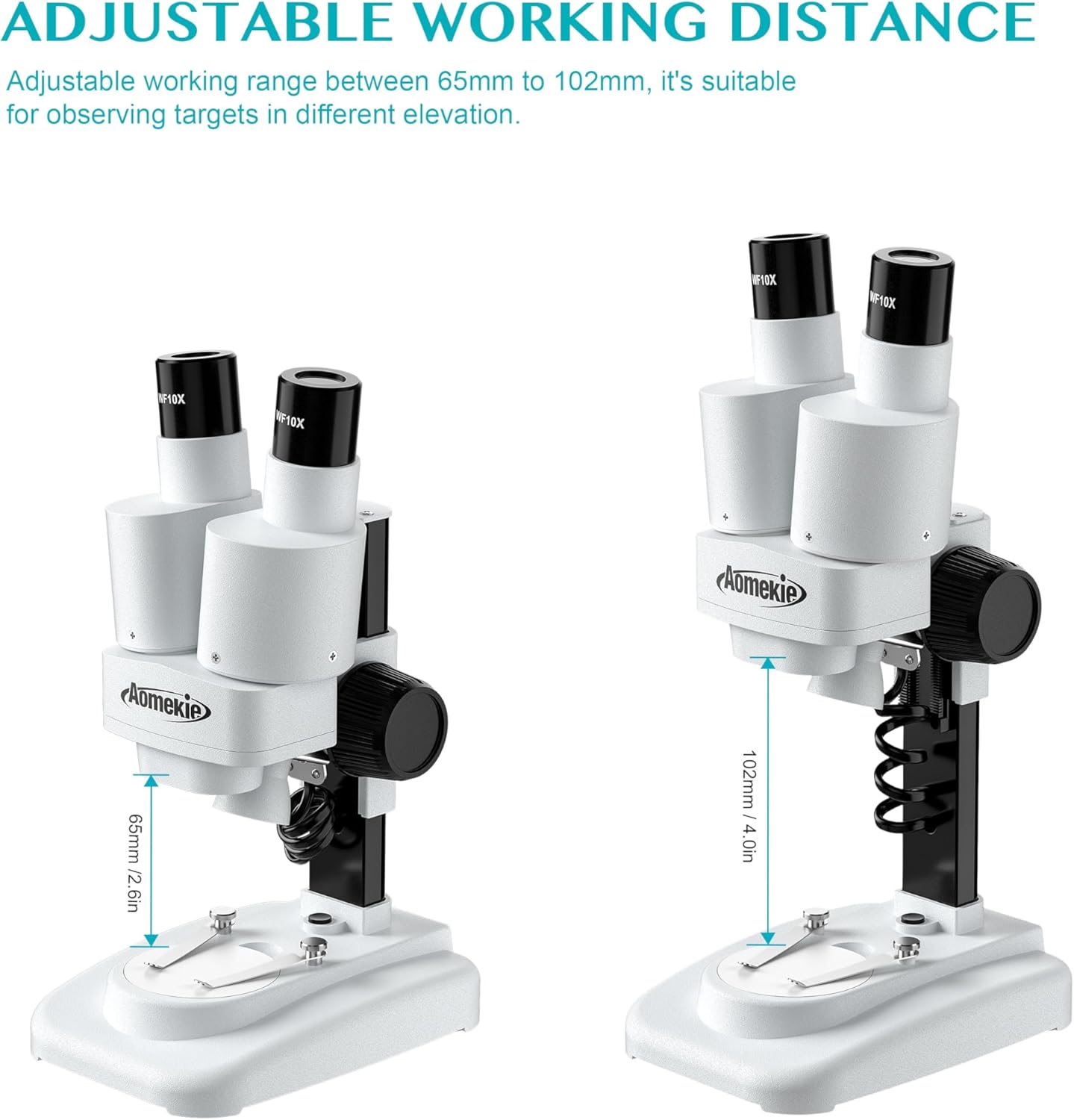 Aomekie® Microscope 20X 50X with 10Pcs Slides Insect Specimen Stereo Microscope with WF eyepieces LED Light Source Portable Stereoscope 12Pcs Mineral specimens