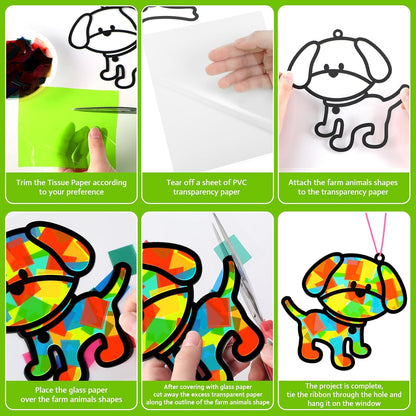 32 Sets Outer Space Suncatchers Craft Kit DIY Window Stained Glass Effect Planet Astronaut Alien Paper Crafts Home School Classroom Decoration Kid Birthday Gift Creative Art Project Activity Game - Colors A