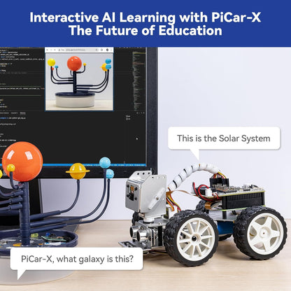 SunFounder Picar-X AI Video Robot Car Kit for Raspberry Pi 5/4/3B+/Zero 2w, LLMs ChatGPT-4o/Gemini/Grok, Voice&Video Recognition, Python, Scratch, Camera, Batterry (RPI NOT Included)