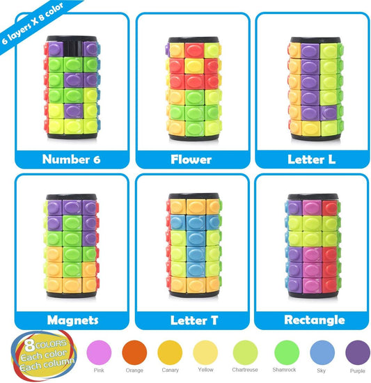 R.Y.TOYS Rotate and Slide Puzzle-Design Patent,Fidget Toys(Restore Order/Create Patterns) 8 Colors,7 Layers-Detach Piece for Quick Play,Brain Teaser,Sensory Toys,Birthday Gifts,Easter Basket Stuffers