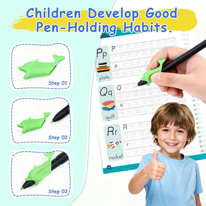 Grooved Handwriting Practice for Kids, Magic Grooved Writing Practice Books, 7 Reusable Tracing Workbooks for Preschool & Kindergarten, Learn Letters & Numbers for Ages 3–8 (7)