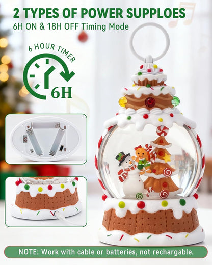 Musical Snow Globe,Lighted Snowman Snow Globes, LED Lights and Swirling Glitter, Christmas Snow Globes Music Box, Decoration for Adults and Kids.