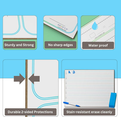 STEPUP Double Sided Whiteboard Lined Dry Erase Boards for Kids Ruled Writing Board Kindergarten Handwriting Practice Small White Boards Dry Erase Board 9x12 Dry Erase Board with Lines