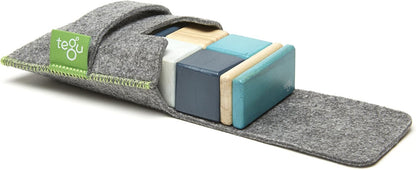 8 Piece Tegu Pocket Pouch Magnetic Wooden Block Set, Tints