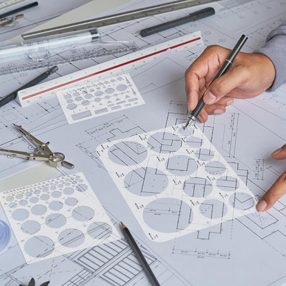 3pcs Circle Templates for Drafting - 3 Size Clear Stencils for Drawing Flexible Multifunctional Round Geometric Ruler Plastic Tracer Measuring Tool for Office School Building Formwork