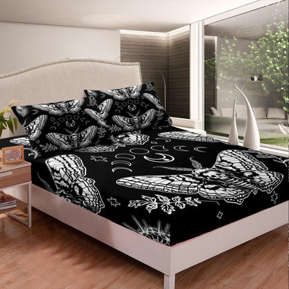 Manfei Musical Kids Fitted Sheet Full Size, MusicalGuitar Radio Drum Kit Headset Print Bedding Set 3pcs for Boys Girls, Rock Music Bed Cover with 2 Pillowcases, Soft Polyester Bedding, No Top Sheet