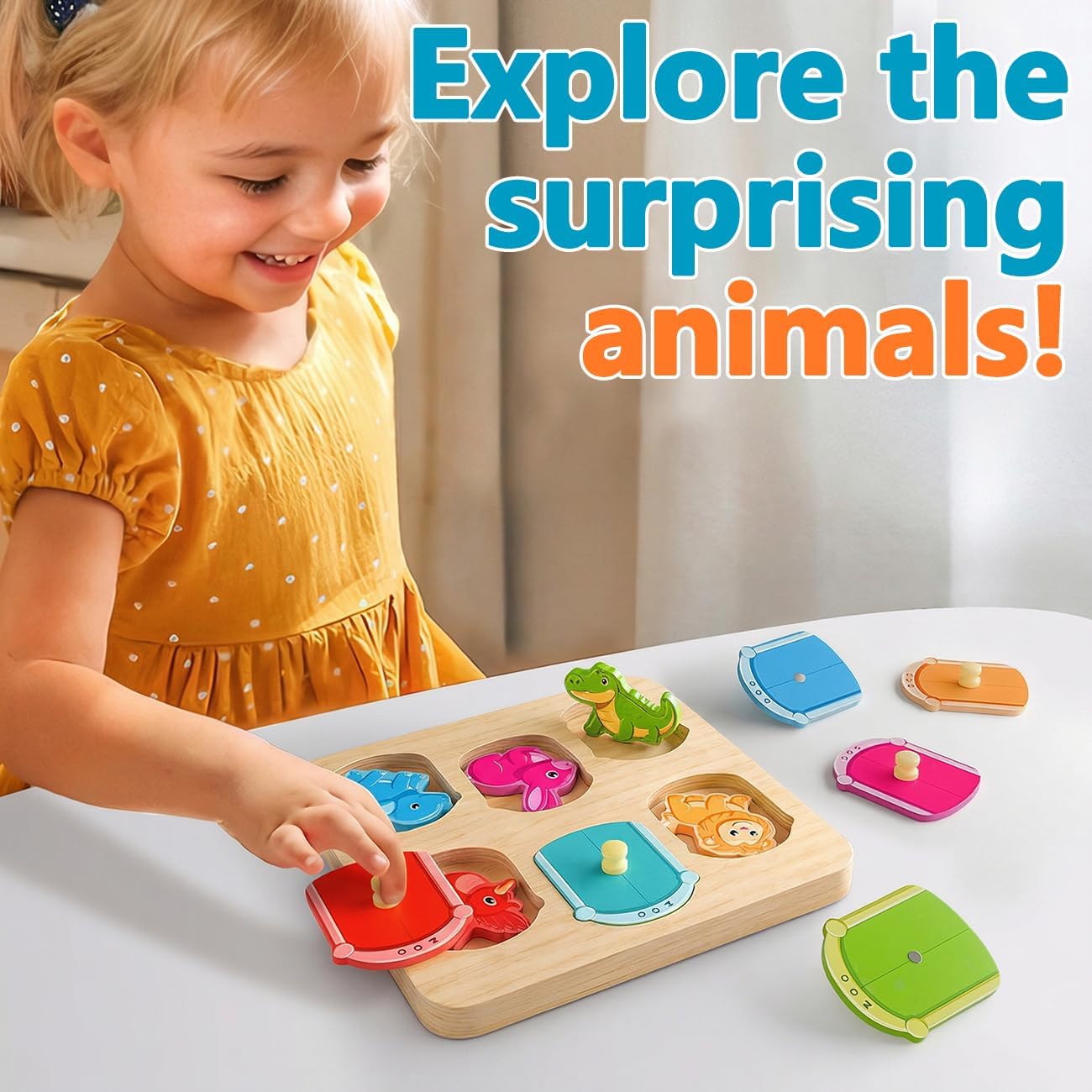 Wooden Puzzles for Toddlers 1-3 : Farm Animal Peg Puzzles, Preschool Learning Activities, Toddler Toys Age 1-2, Montessori Toys for 1 2 Year Old Boy Girl Christmas Birthday Gift