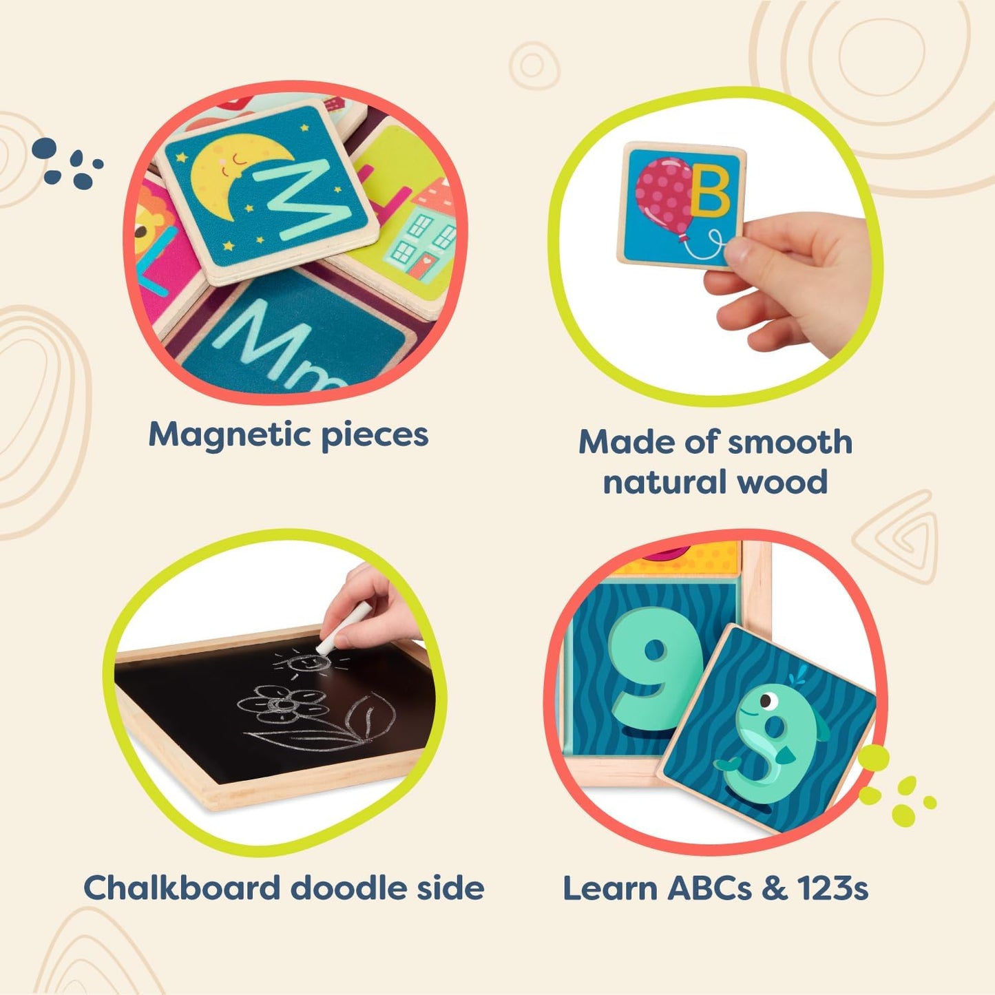 B. toys - Magnetic Alphabetic - Double-Sided Puzzle & Chalkboard - 26 Magnetic Letter-Pieces - 2-in-1 Puzzle for Kids - 3 Years +