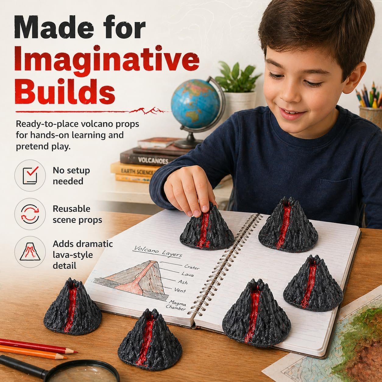 NUOBESTY 10Pcs Mini Volcano Model, Volcano Toy Scene Props for Dinosaur Habitat, Animal Scene, Sand Tray, Diorama, Fairy Garden, Desk Display, School Project, 3.15 x 2.76 x 2.36 in