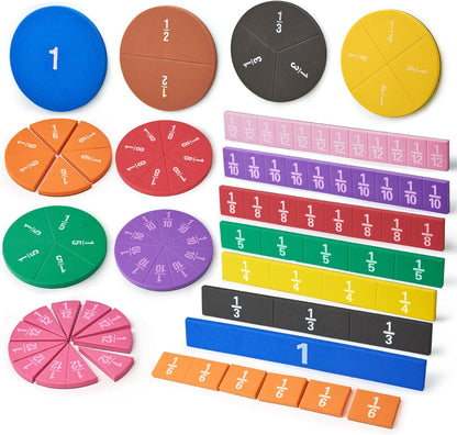 TOMMYHOME Magnetic Fraction Tiles for Kid's Maths Classroom Toys.Standing Teaching aids for Primary classrooms.Help Kids Learn Fractions (R+Rectangular)