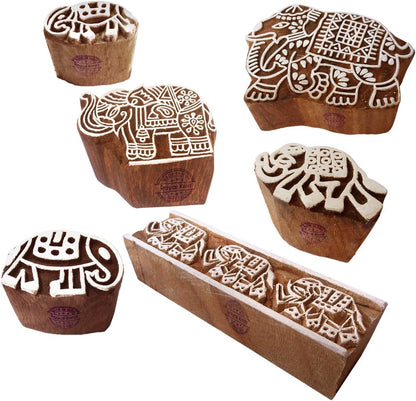 Pottery Printing Blocks Retro Fish Pattern Wooden Stamps (Set of 6) Htag1958