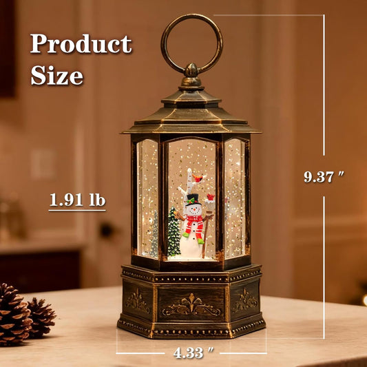 Christmas Snow Globes Lantern, Church and Christmas Tree Christmas Decorations Indoor, 6H Timer Battery & USB Powered Light Up Musical Snow Globes for Kids Women Adults Gift Thanksgiving Home Decor