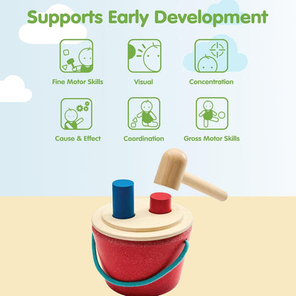 PlanToys® Geo Sorting Bucket | Wooden Shape Matching Toy for Toddlers 12M+ | Montessori Educational Sorting Toy with 3D Blocks | Develops Shape Recognition, Problem-Solving & Fine Motor Skills