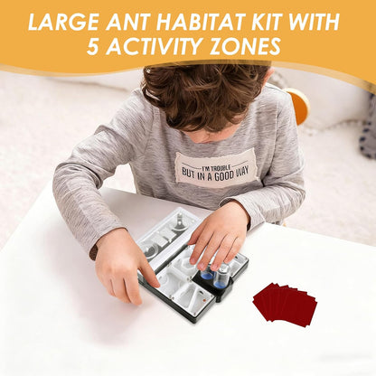 Ant Farm Nest - Educational Habitat - Black and White Acrylic Design with Built-in Water Tower and Clear Observation Area (S)