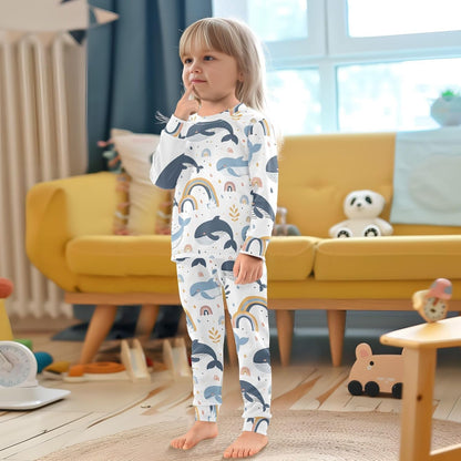ALAZA Shark Starfish Palm Tree 2 Piece Pajama Set Long Sleeve Top and Pants Sleepwear Unisex - Colors A