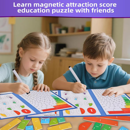Magnetic Fraction Educational Puzzle,Magnetic Fraction Tiles & Fraction Circles,Montessori Fraction Manipulatives Learning Games for Kids,Fraction Manipulatives for Elementary School (Zebra)
