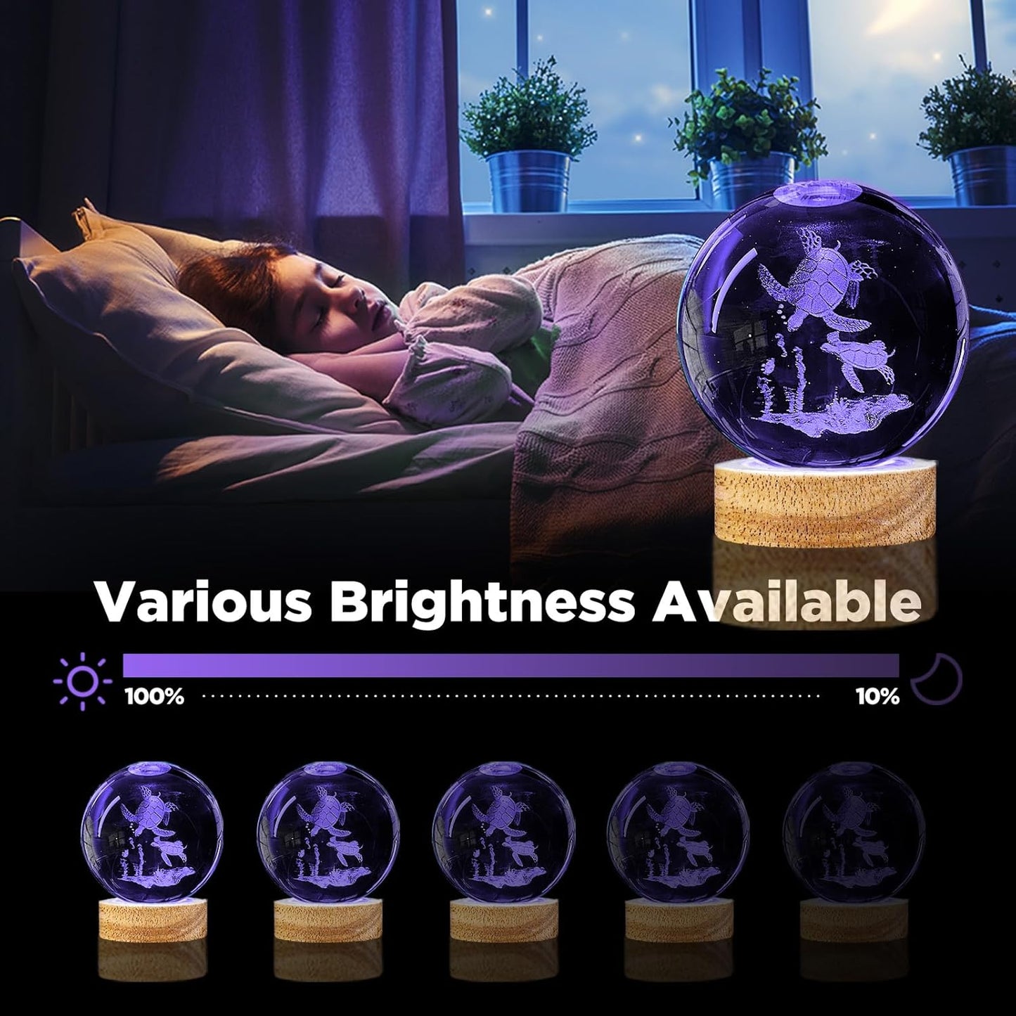 3D Solar System Crystal Ball Night Light with 16 Color Wooden LED Base Upgraded 3.15 In Galaxy Planets Ball Lamp with Remote for Birthday Christmas, Astronomy Space Gifts for Boys Girls Kids