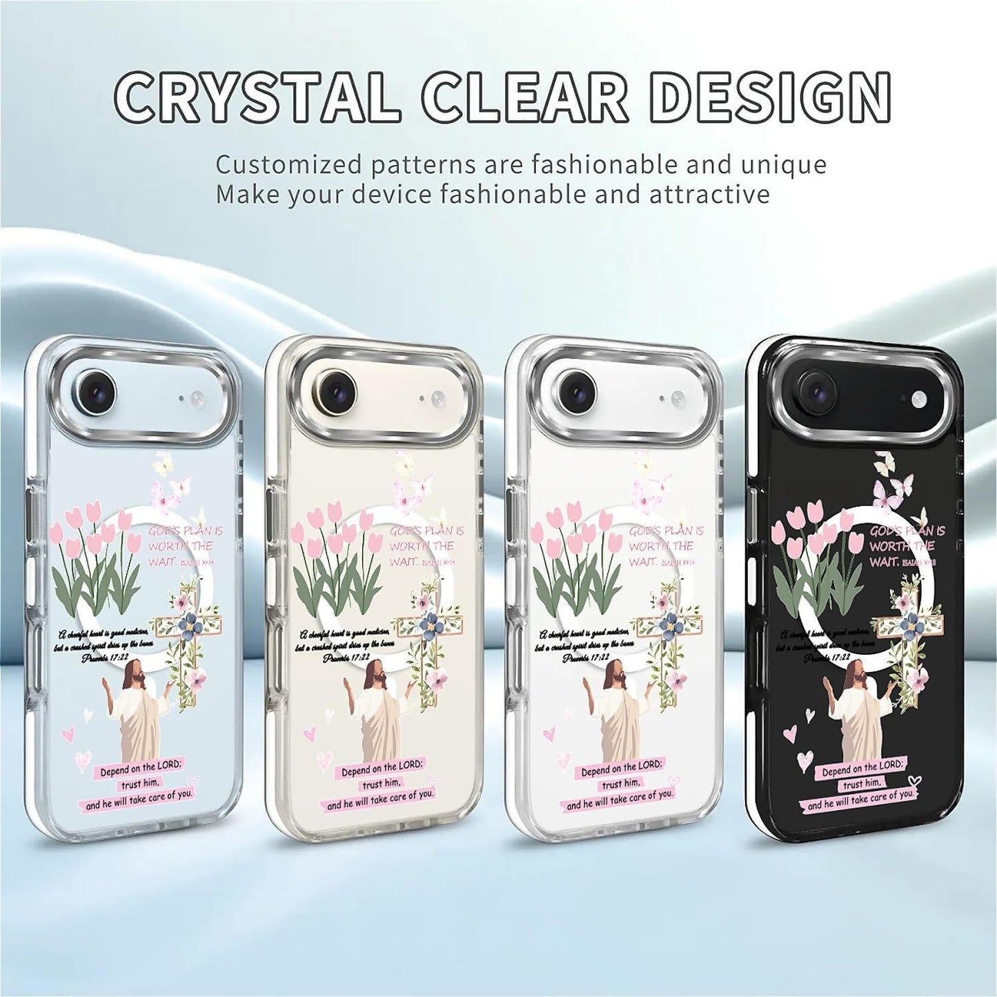 for iPhone 17 Pro Max Case [Compatible with Magsafe],Girls Women Clear Magnetic Case Silicone Shockproof Protective Cover with Pattern Colorful Motivational Letters