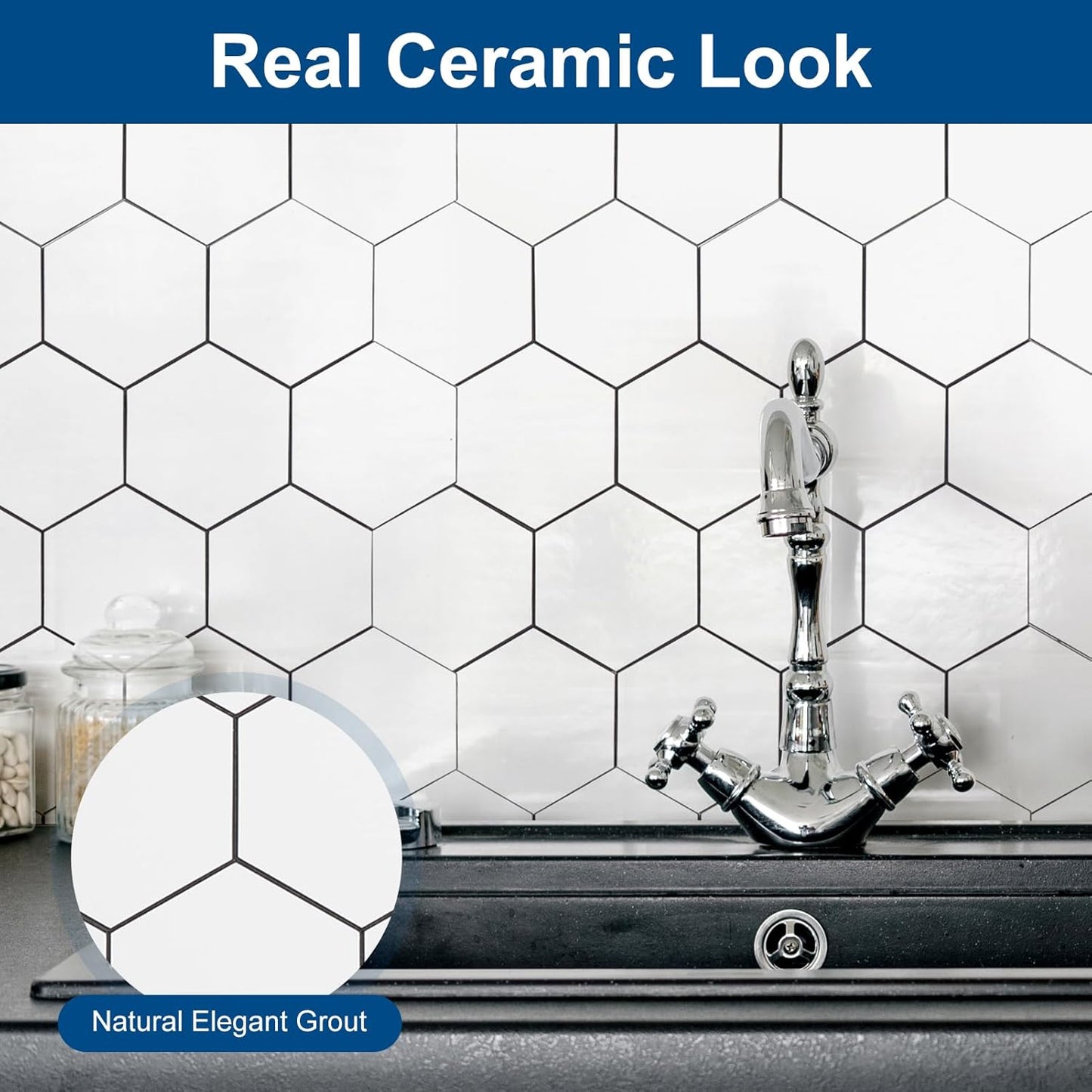 Yipscazo 10 Sheet Hexagon Peel and Stick Backsplash,Self Adhesive Luxury Faux Marble Tile, Asenka Beige Wall Tile for Kitchen, Stick on Backsplash Tiles for Bathroom,RV,Laundry