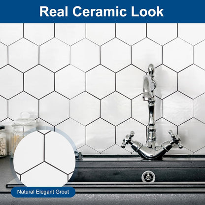 Yipscazo 10 Sheet Hexagon Peel and Stick Backsplash,Self Adhesive Luxury Faux Marble Tile, Asenka Beige Wall Tile for Kitchen, Stick on Backsplash Tiles for Bathroom,RV,Laundry