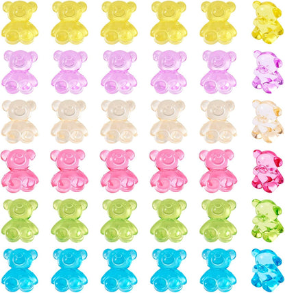 Kissitty 100Pcs Clear Acrylic Bear Beads Cute Bears Loose Beads Bulk Transparent Gummy Bear Spacer Bead Counting Bears for Bracelet Adults Necklace Earring Crafts Bag Key Chain DIY Jewelry Making