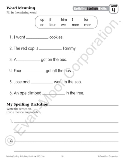 Evan-Moor Building Spelling Skills, Grade 2 - Homeschooling & Classroom Resource Workbook, Reproducible Worksheets, Teaching Edition, Spelling Strategies, Reading and Writing Skills