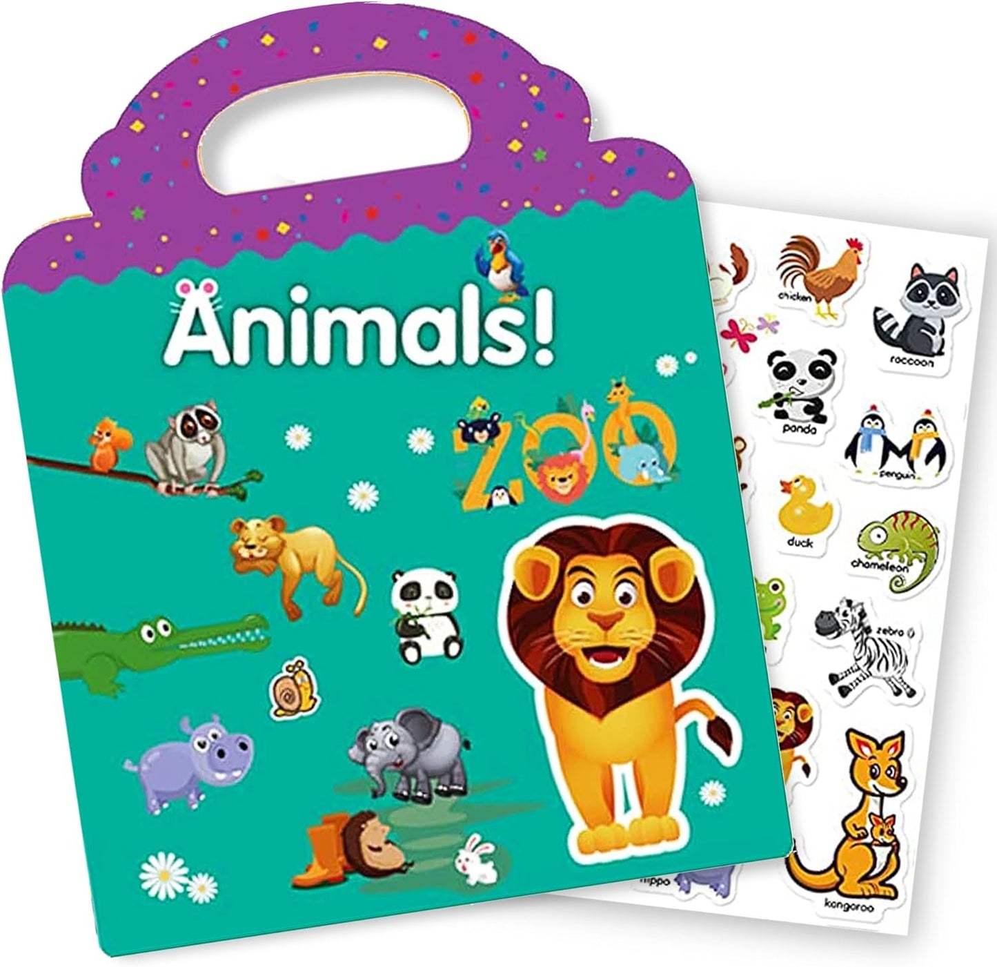 RUSON Reusable Sticker Book for Kids, 2 Sets Educational Learning Toys Travel Stickers Activity Books for Toddler Girls Boys Age 3+ Birthday Gifts - Vehicle & Dinosaur