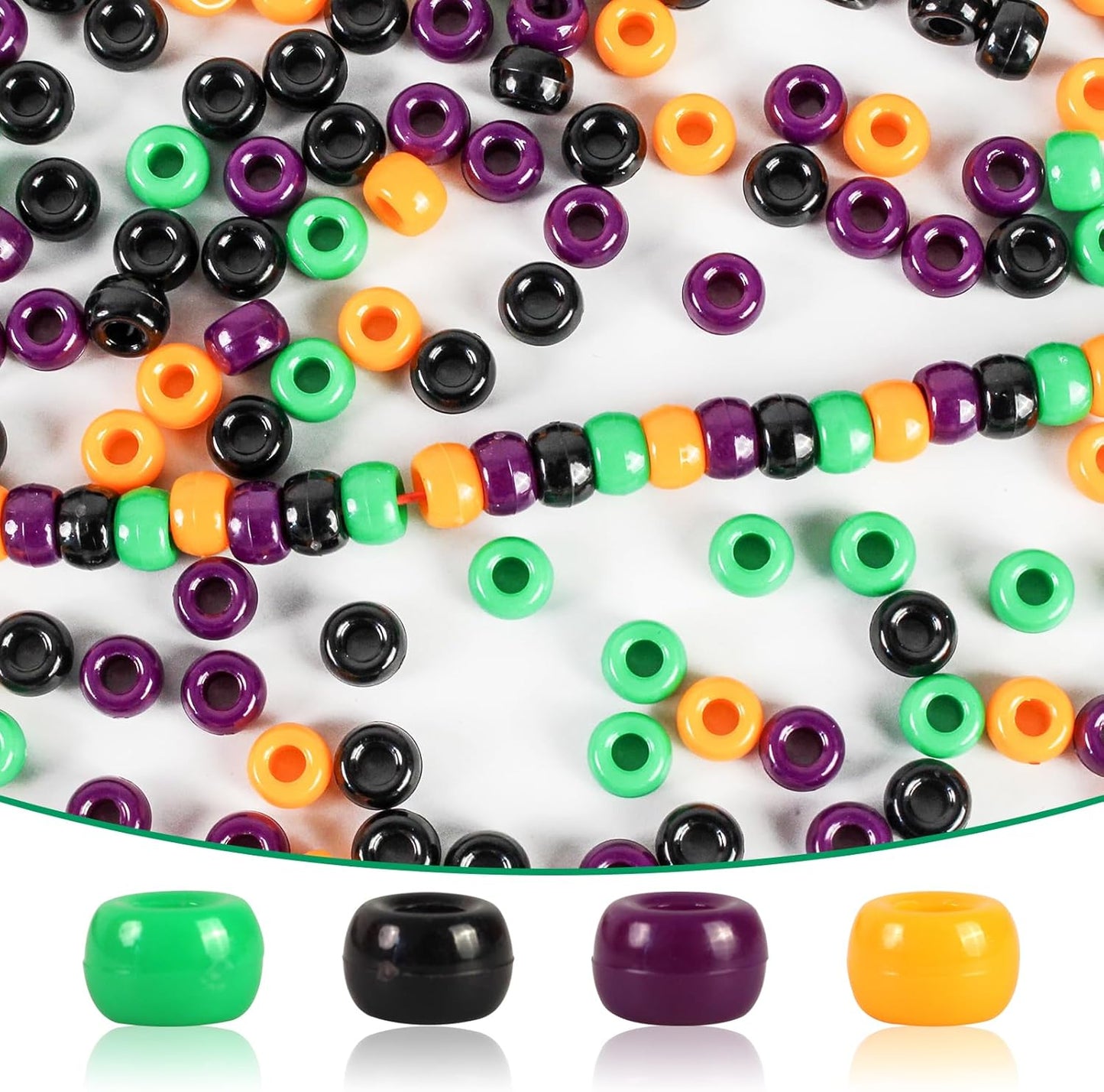 2000 Pcs Multi-Colored Glitter Pony Beads, 6x9mm, Round, Acrylic, Loose Beads, Perfect for Bracelets, Jewelry Making, Crafts