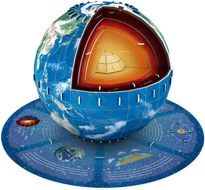 Educational 3D Earth Globe Puzzle Kit for Kids 8-14, Geography Learning Toy, 50-Piece DIY Jigsaw World Map Model - Birthday Gift for Boys and Girls!