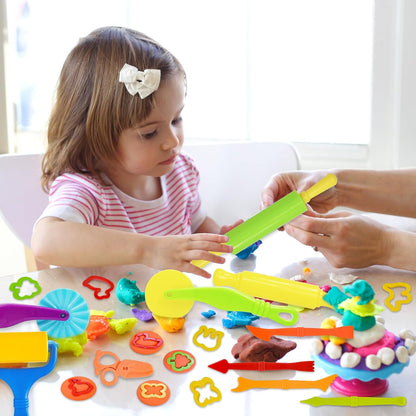 LCY WEDSHI Dough Tool Set, 9 Pcs Dough Tools Sets for Kids Ages 4-8, Dough Accessories Includes Cutters Roller, Rolling Pins, Safety Scissors, Plastic Knife, Plastic Rollers