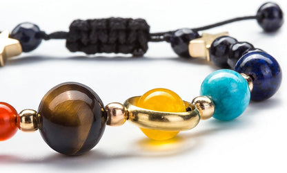 Fesciory Women Solar System Bracelet Universe Galaxy The Eight Planets Guardian Star Natural Stone Beads Bracelet Bangle Gifts