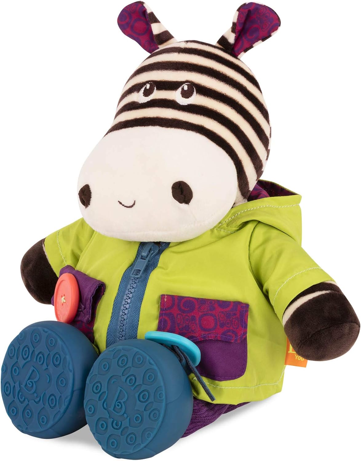 B. toys – Plush Zebra – Sensory Stuffed Animal – Interactive Plush Toy – Plush Toys for Toddlers, Kids – 2+ Years – Giggly Zippies – Zebb