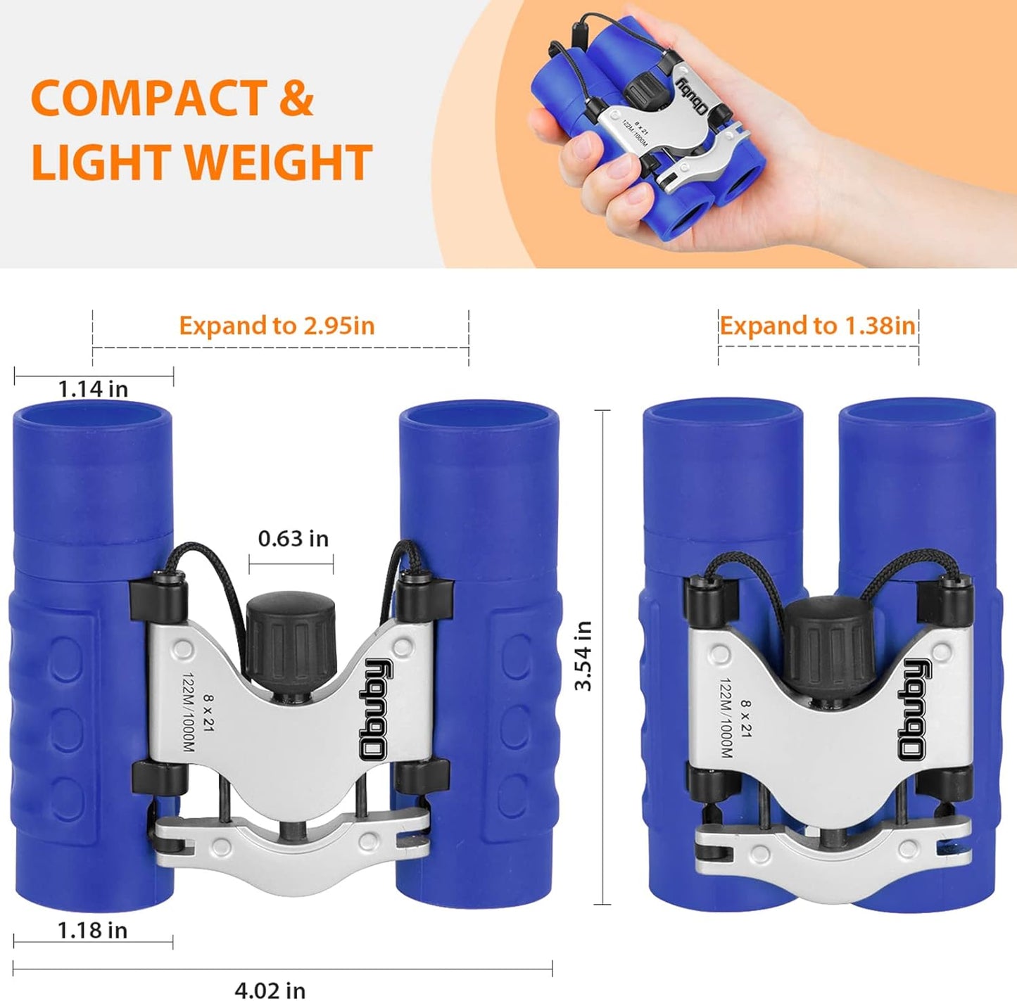 Real Binoculars for Kids Gifts for 3-12 Years Boys Girls 8x21 High-Resolution Optics Compact Toy Binocular for Bird Watching,Travel, Camping