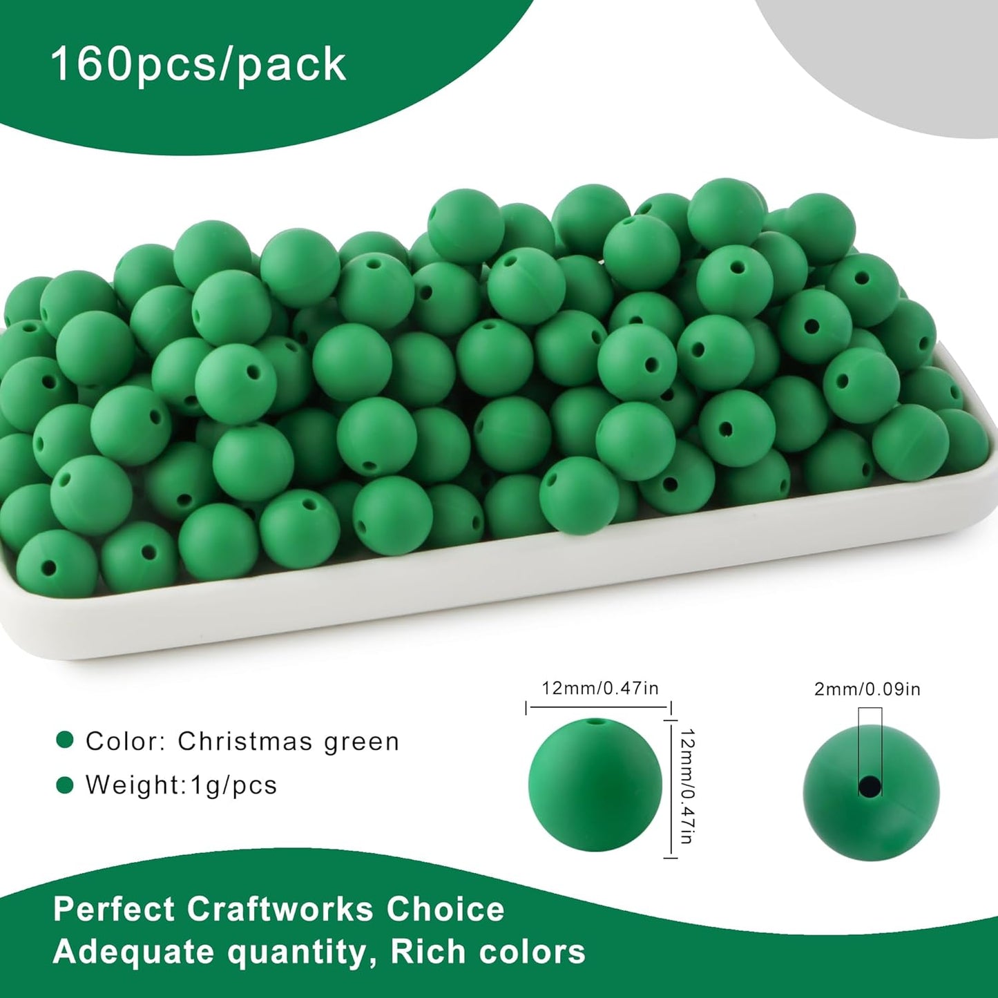 65Pcs 19mm Silicone Beads for Keychain Making Bracelet Necklace, Bulk Round Silicone Beads for Pens（Christmas Green） - Colors A