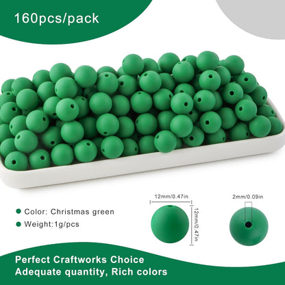 65Pcs 19mm Silicone Beads for Keychain Making Bracelet Necklace, Bulk Round Silicone Beads for Pens（Christmas Green） - Colors A