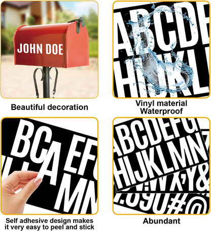 480 Pcs Waterproof 3" Vinyl Alphabet & Number Stickers - Self-Adhesive for Mailboxes, Windows, Doors, Signs, Vehicles & More, Black