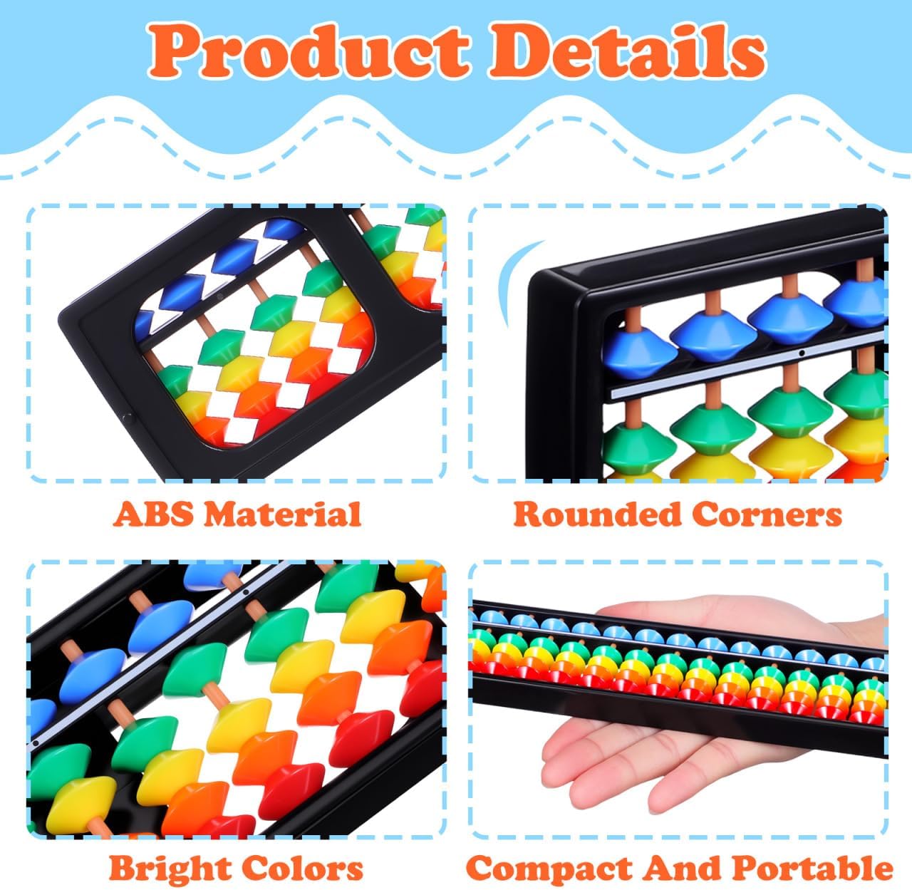 Toddmomy Abacus Soroban for Kids, Plastic Abacus Beads Chinese Calculator 17 Digits Math Learning Educational Counting Tool for Kids Adults