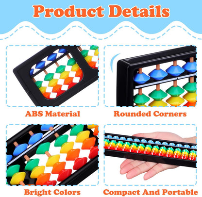 Alipis Arithmetic Abacus Math Counting Toy 17 Digits Rods with Colorful Beads, Chinese Abacus Mathematics Learning Aid Tool