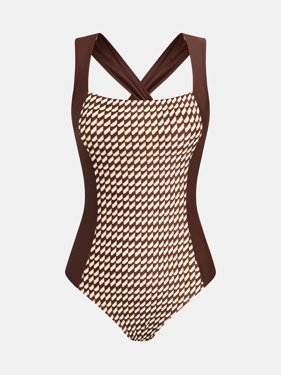 CUPSHE Women's One Piece Swimsuit Tummy Control Color Block Bathing Suit Cutout Crisscross Back Self Tie Retro